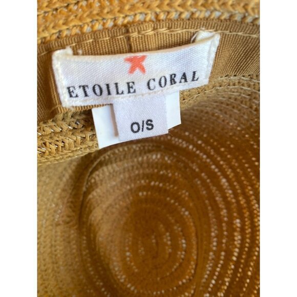 Etoile Coral Straw Sun Hat Black Ribbon Trim One Size - Picture 7 of 9